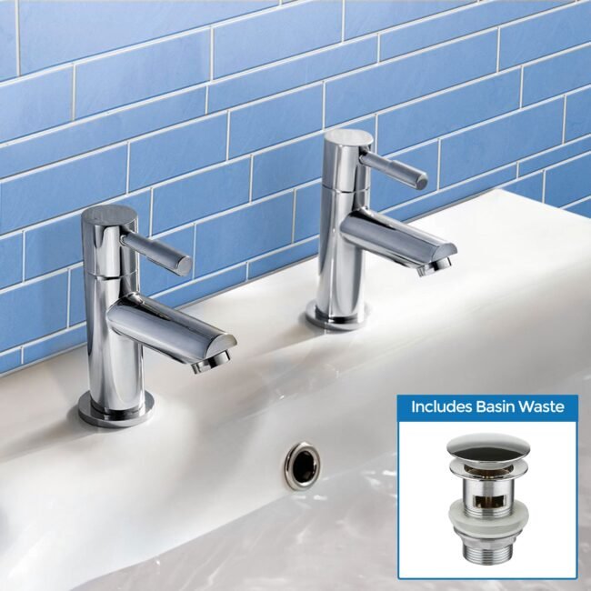 Marc Cloakroom Chrome Single Pair Of Hot And Cold Basin Sink Taps - Image 2