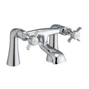 Edwardian Deck Mounted Bath Filler Tap Brass Chrome Full Turn Cross Handle
