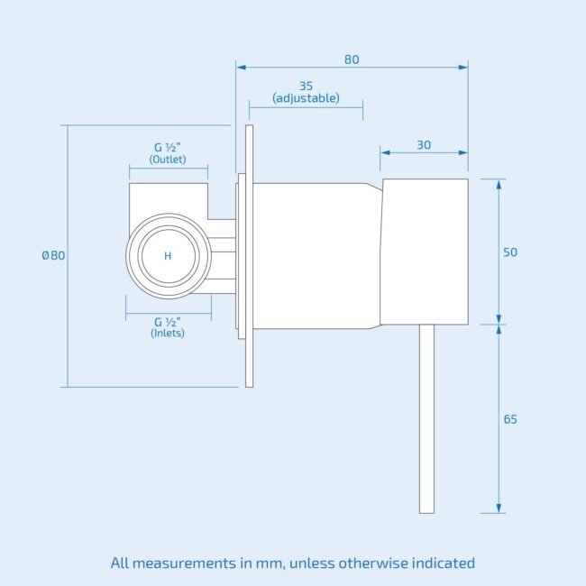 Round Chrome Concealed Shower Mixer Valve. Slider Rail Kit with Handset & Elbow - Image 9