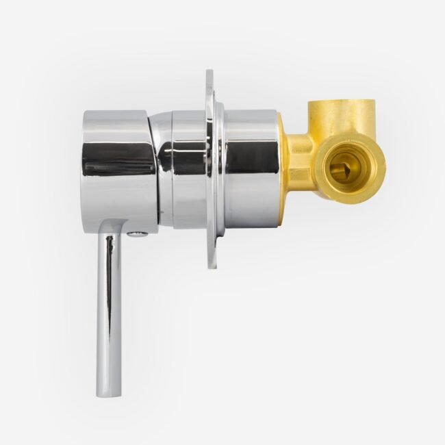 Round Chrome Concealed Shower Mixer Valve. Slider Rail Kit with Handset & Elbow - Image 3