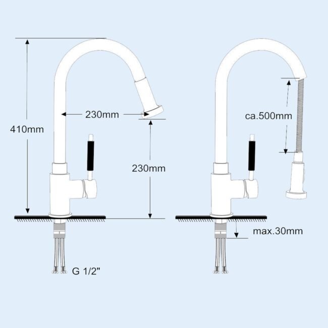 Tims Modern Single Lever Pull Out Kitchen Brass Mixer Tap Chrome Finished - Image 15