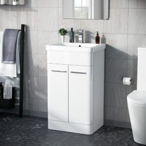 Afern White 500mm Freestanding MDF Vanity Unit Cabinet & Wash Basin Flat Pack