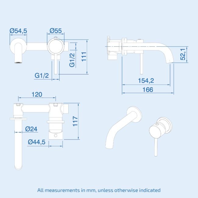 Alice Basin Sink Matte Black Modern Brass Bathroom Wall Mounted Tap - Image 6