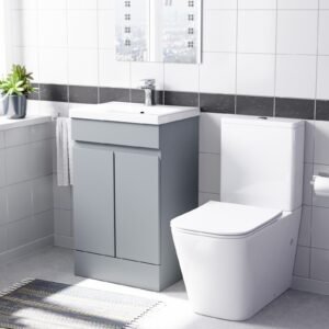 Alaska Matte Grey 500mm Freestanding Basin Vanity Unit & Close Coupled Toilet