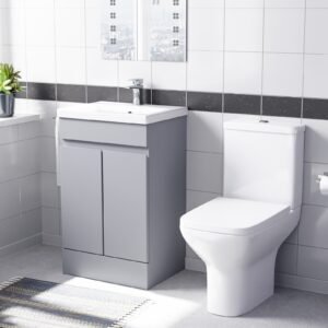 Alaska Matte Grey 500mm Basin Vanity & Rimless Close Coupled Toilet