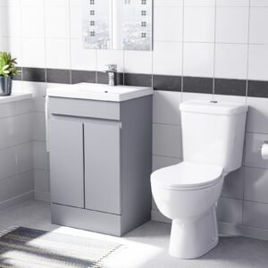 Alaska Matte Grey 500mm Basin Vanity & Close Coupled Toilet Set