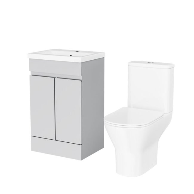 Alaska Matte Grey 500mm Basin Vanity & Close Coupled Toilet Set - Image 6