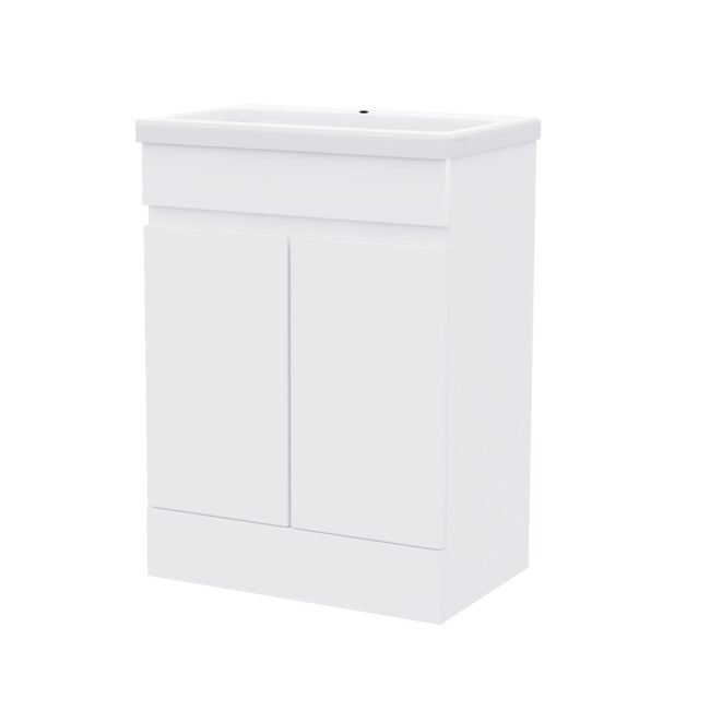 Alaska White 600mm PVC Freestanding Bathroom Basin Vanity Unit - Image 8