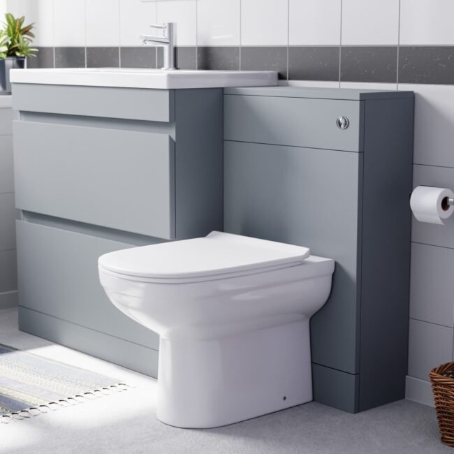 Alaska Matte Grey Freestanding 800mm Drawers Vanity. WC Unit & BTW Toilet - Image 2