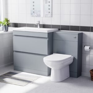 Alaska Matte Grey Freestanding 800mm Drawers Vanity. WC Unit & BTW Toilet
