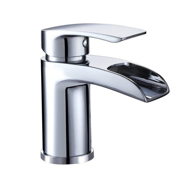 Chrome Cloakroom Waterfall Basin Mono Mixer Tap Brass with Waste - Image 5