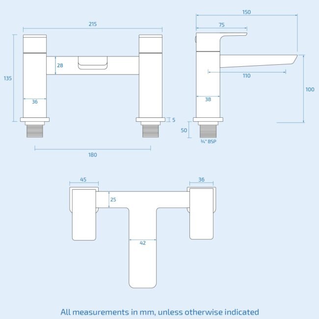 Astra Contemporary Bridge Deck Mounted Bath Filler Tap Matte Black - Image 8