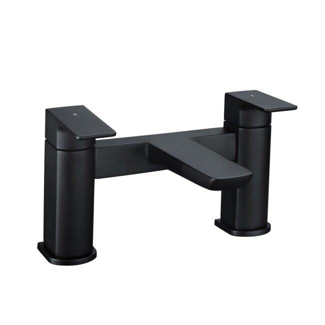 Astra Contemporary Bridge Deck Mounted Bath Filler Tap Matte Black - Image 3