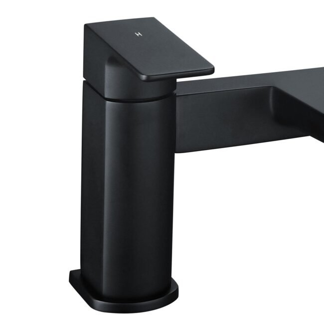Astra Contemporary Bridge Deck Mounted Bath Filler Tap Matte Black - Image 4