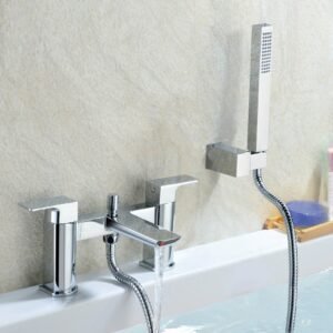 Astra Modern Bridge Deck Mounted Bath Shower Mixer Tap in Chrome