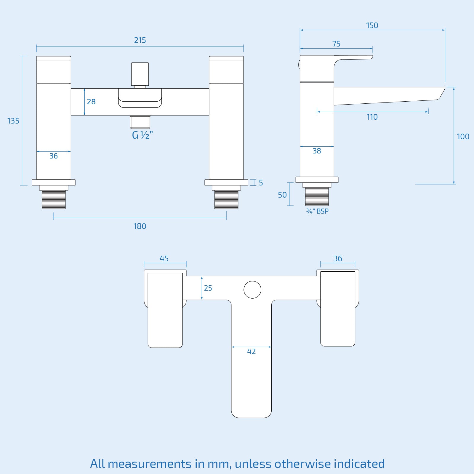 Astra Modern Matte Black Bath Shower Mixer Tap With Pencil Handset Kit - Image 9