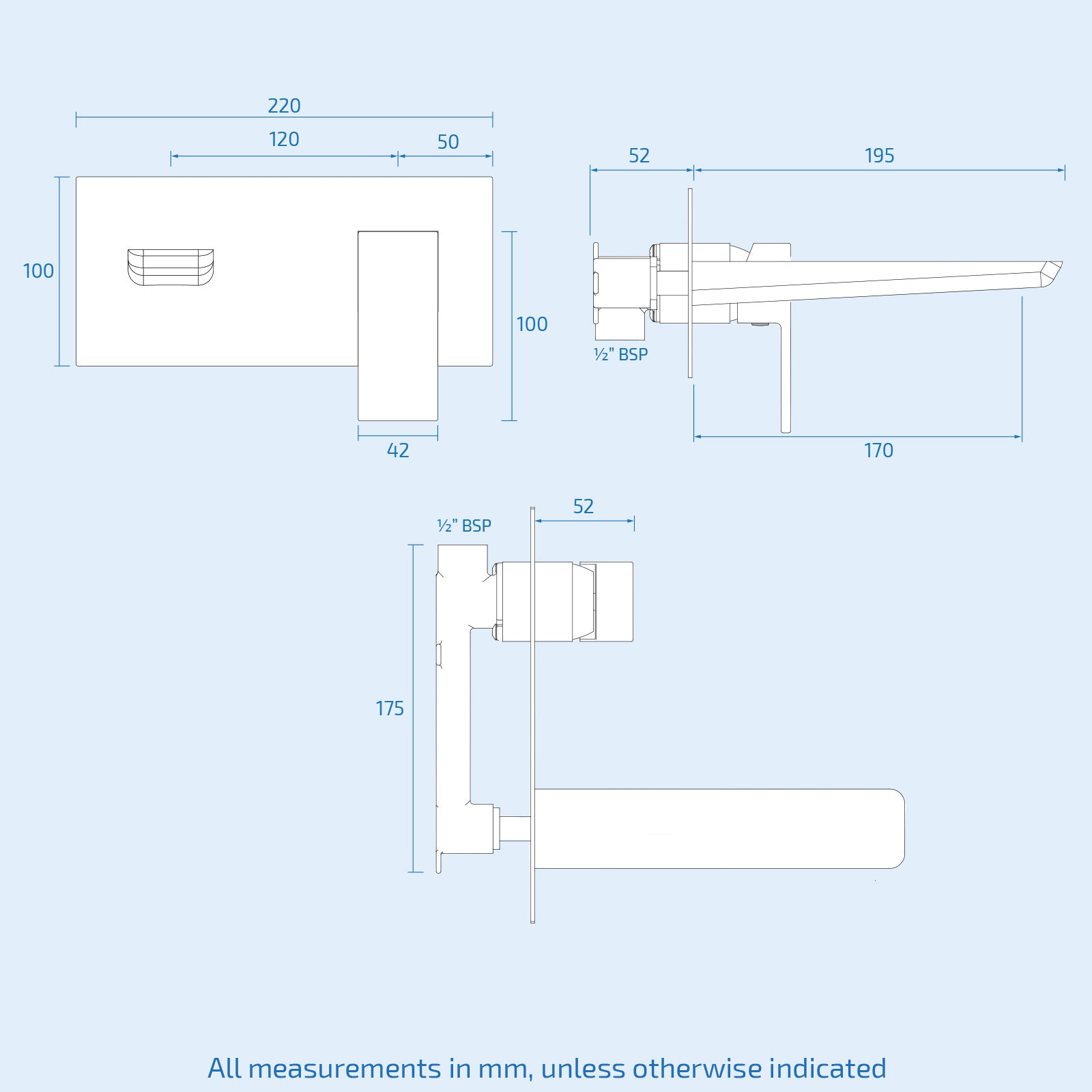 Astra Designer Matte Black Wall Mounted Concealed Basin Mixer Tap - Image 3