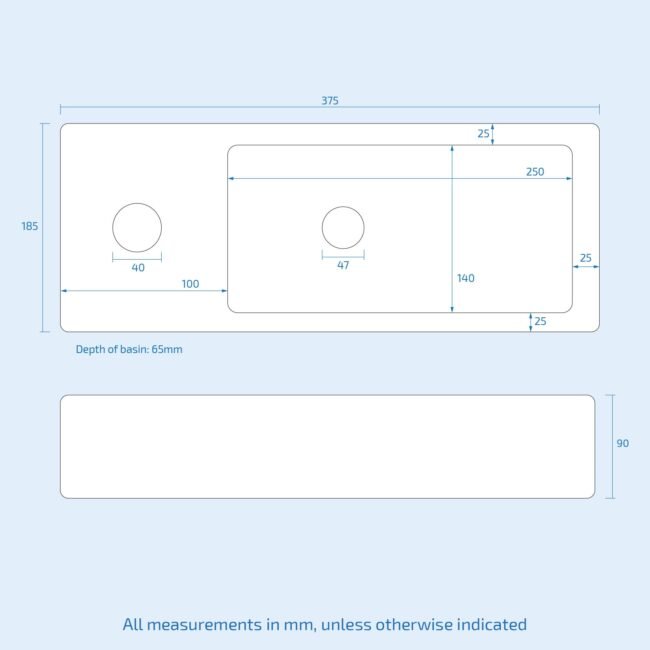 Alvey Wall Hung Left Handed Cloakroom 360mm Basin Sink. Fittings Included - Image 6