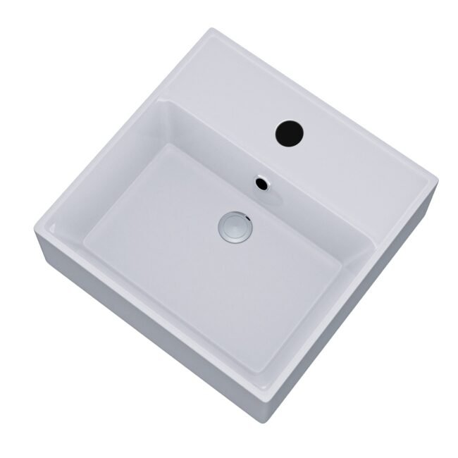 Leven 385 X 385mm Cloakroom Square Counter Top Basin Sink - Image 5
