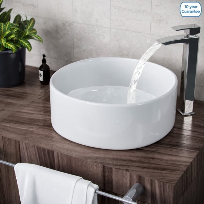 Etive 410mm Clokaroom Round Stand Alone Counter Top Basin Sink Bowl - Image 8