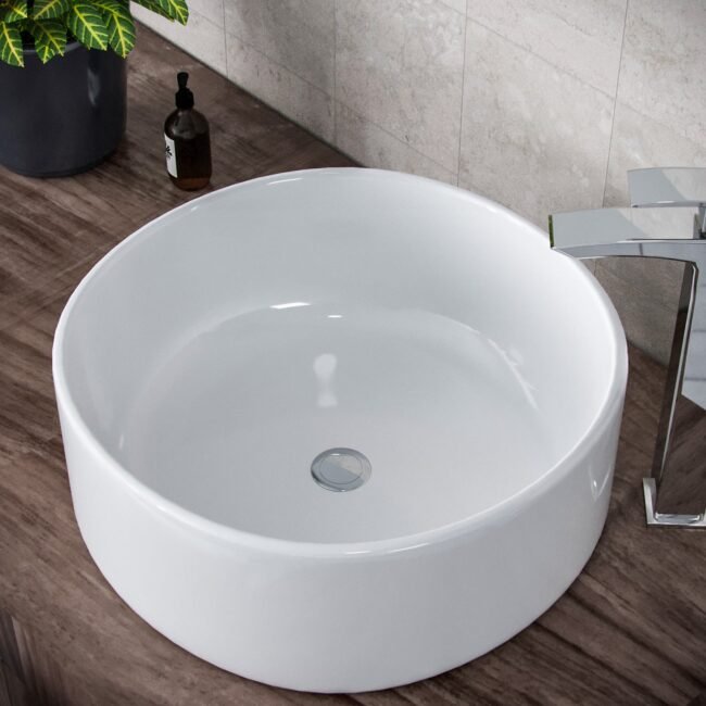 Etive 410mm Clokaroom Round Stand Alone Counter Top Basin Sink Bowl - Image 2