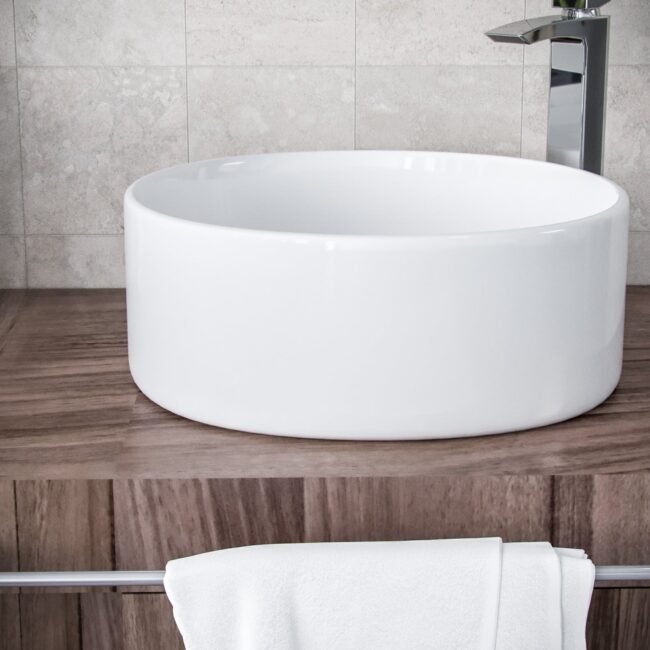 Etive 410mm Clokaroom Round Stand Alone Counter Top Basin Sink Bowl - Image 3