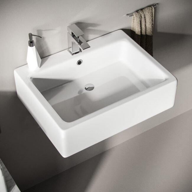 Lomond Rectangle 580 mm Large Counter Top or Wall Hung Basin - Image 4