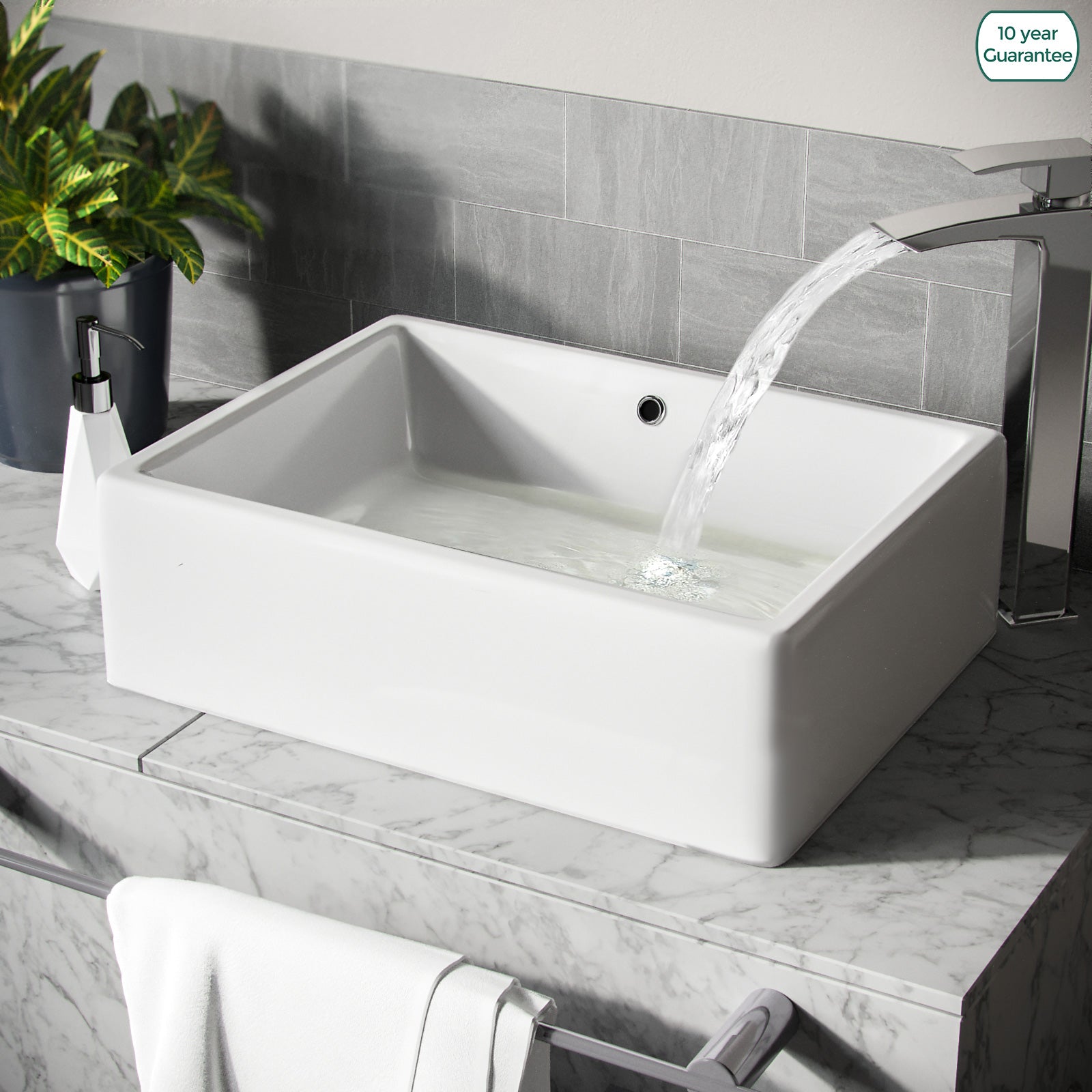 Leven 510 x 360mm Cloakroom Rectangle Stand Alone Counter Top Basin Sink - Image 9