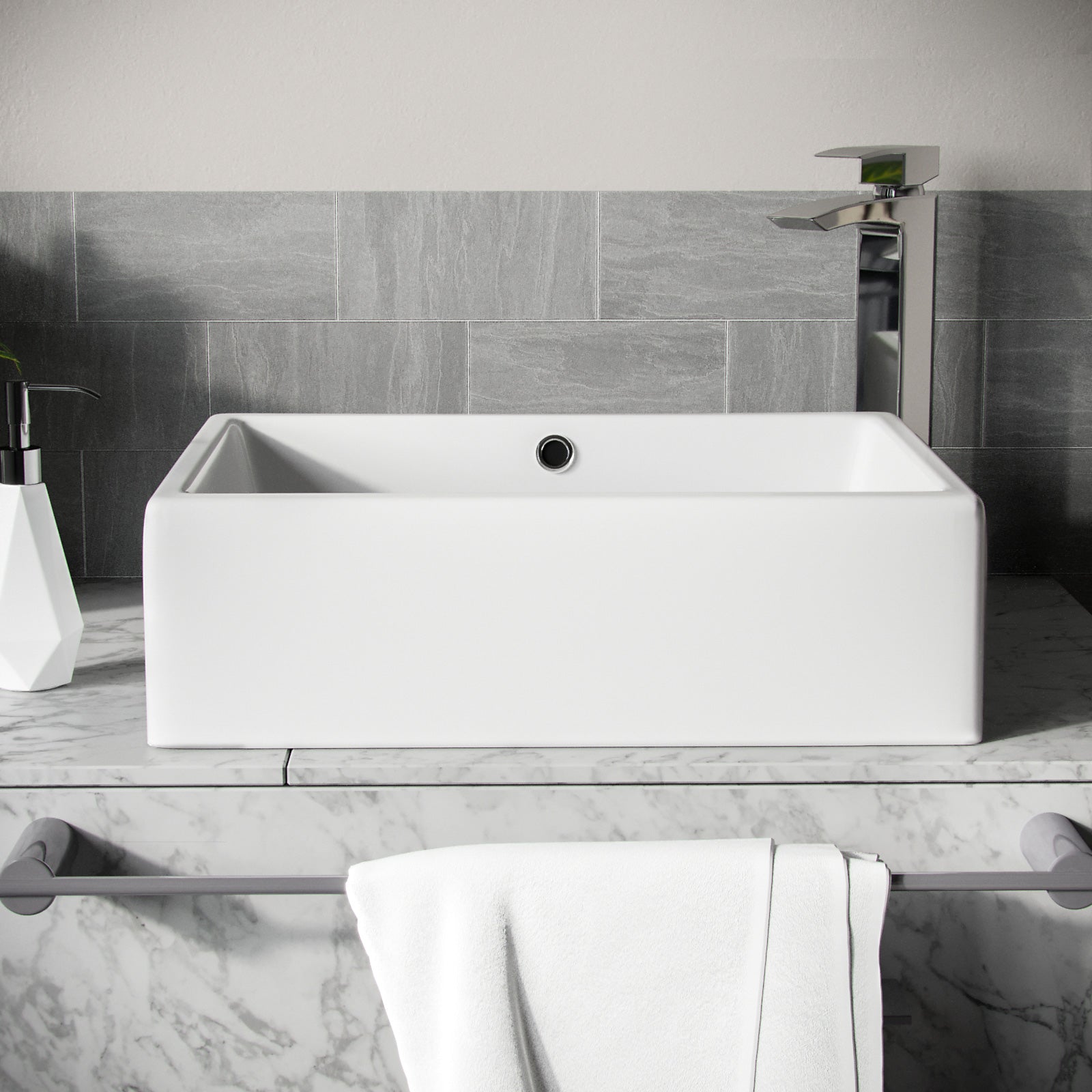 Leven 510 x 360mm Cloakroom Rectangle Stand Alone Counter Top Basin Sink - Image 4