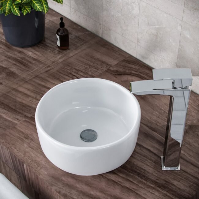 Etive 310mm Cloakroom Round Counter Top Basin Bowl - Image 3