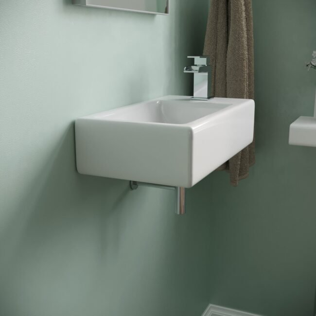 Tulla 455 x 250mm Large Rectangle Wall Hung Cloakroom Basin Sink - Image 3