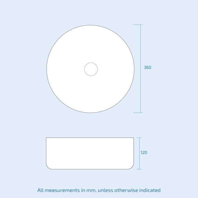 Coley 360mm Countertop Basin Round Gloss White - Image 7