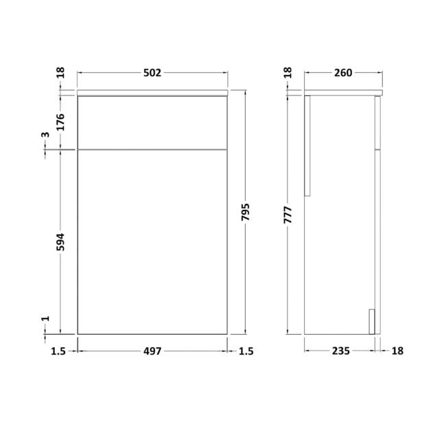 Turin High Gloss White 502mm x 260mm WC Unit - Image 4