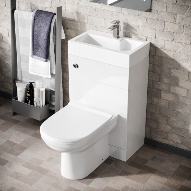 Eden 2 in 1 Compact Basin and Back to Wall Toilet Combo Space Save Cloakroom - Image 5