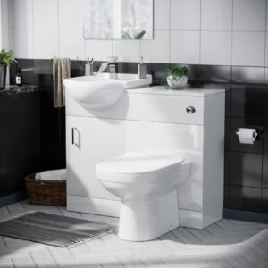 Ellen 950mm Vanity Basin Unit Flat Pack. WC Unit & Elso Back To Wall Toilet White