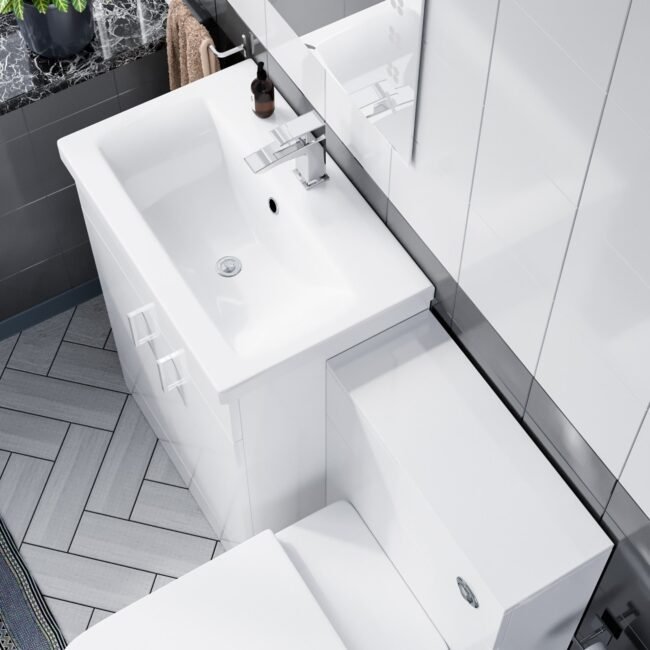 Nanuya 600 Floor Standing White Vanity. Ceramic Basin. BTW with Soft Close Toilet Seat & WC Unit - Image 4