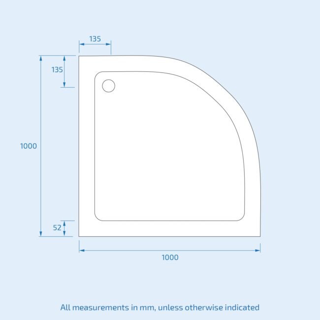 Slim 1000 x 1000 mm White Quadrant Shower Tray Stone Resin - Image 2