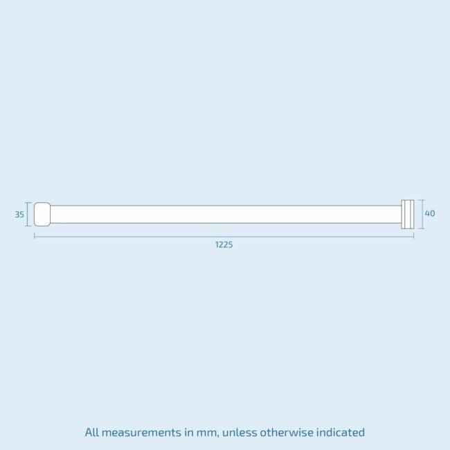 1225 mm Straight Square Shower Wall to Glass Support Bar Chrome - Image 2