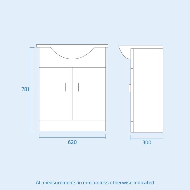Ellen 650 mm Basin Flat Pack Vanity Sink Unit & Back To Wall Toilet Suite - Image 8