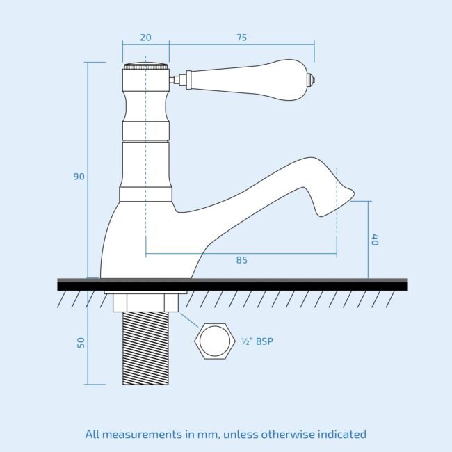 Imperior Traditional Set Of Bathroom Basin Hot & Cold Taps And Bath Filler Taps - Image 6