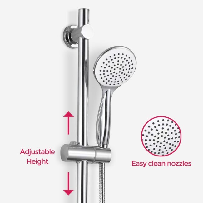Rosa Round Exposed Thermostatic Shower Mixer Slider Rail Kit - Image 5
