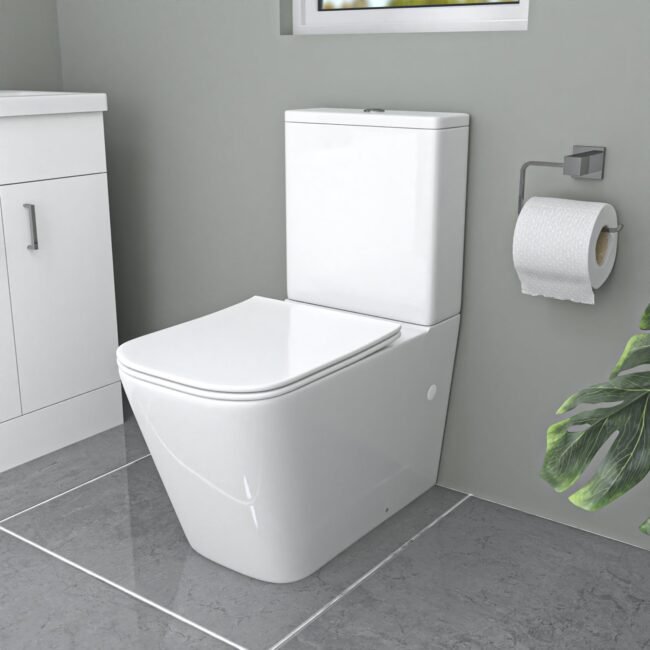 Nanuya L-Shaped RH Bath Front Panel White Basin Vanity Toilet Tap & Shower Set - Image 11