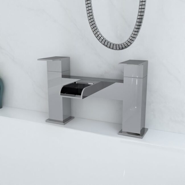 Nanuya L-Shaped RH Bath Front Panel White Basin Vanity Toilet Tap & Shower Set - Image 8