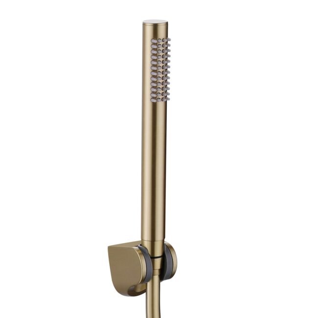 Alice Brushed Brass Designer Deck Mounted Bath Shower Mixer Tap with Handheld Kit - Image 2