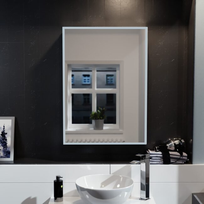 LED 500 x 700mm Mirror Cabinet Storage Bathroom Cupboard with Shaving Socket - Image 2