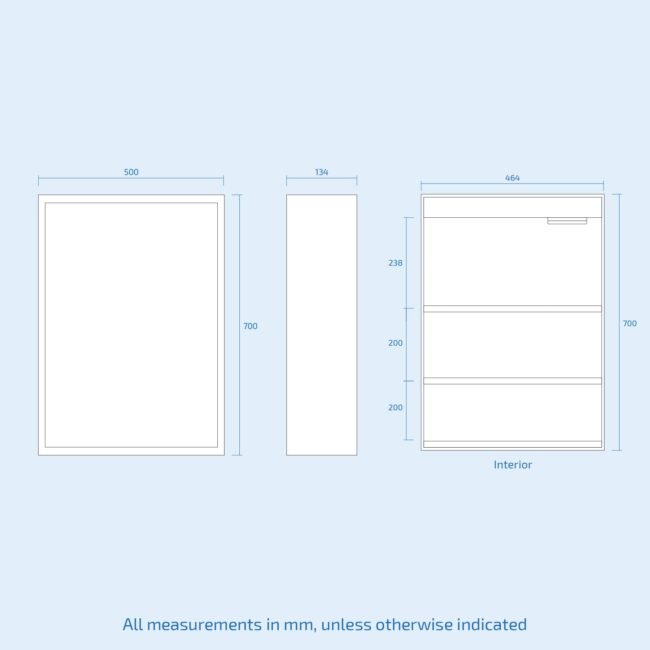 LED 500 x 700mm Mirror Cabinet Storage Bathroom Cupboard with Shaving Socket - Image 9