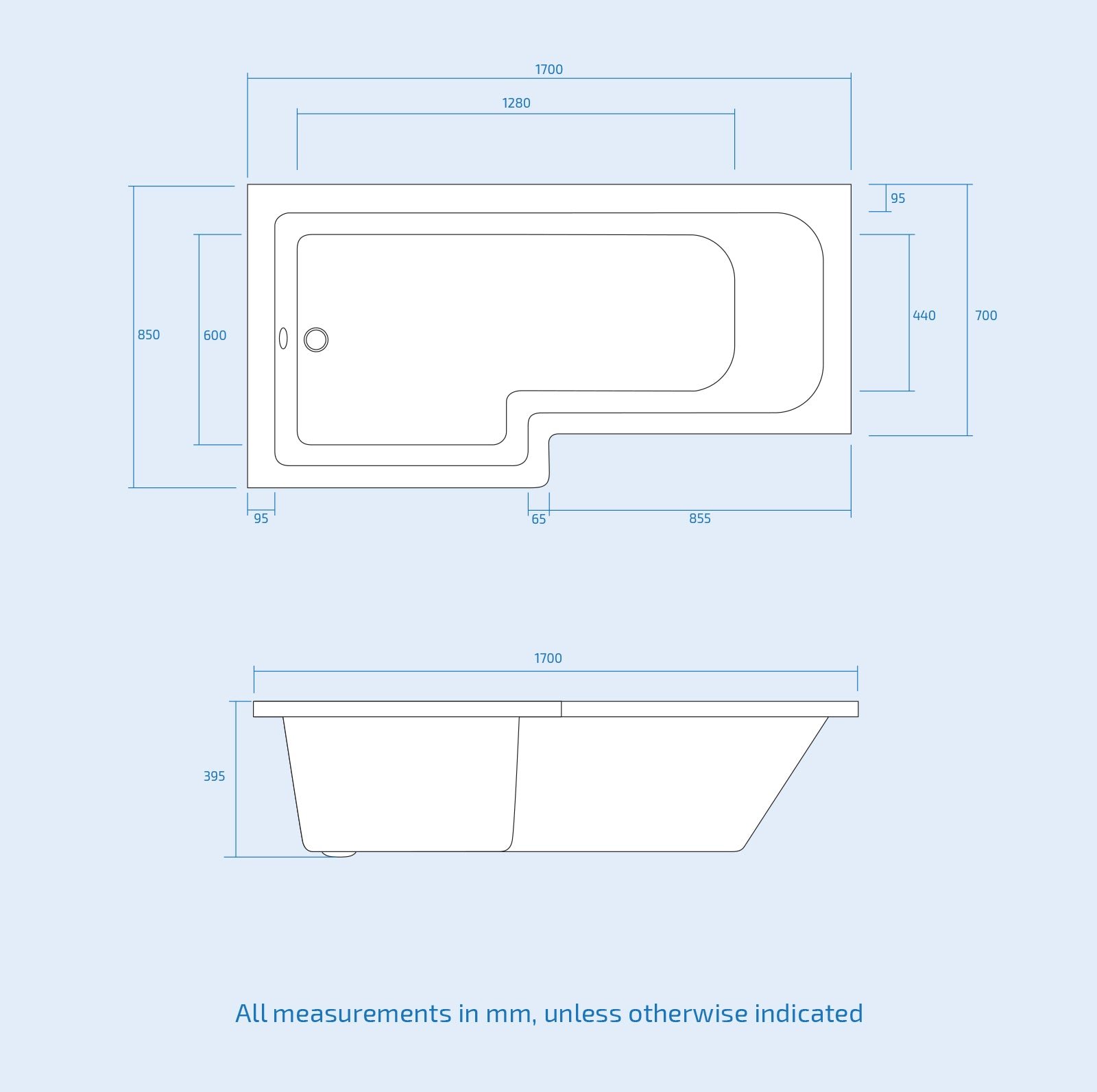Bretford White L-Shaped LH 1700mm Shower Bath With Screen. Basin Vanity Unit With Handle & BTW Toilet Suite - Image 11