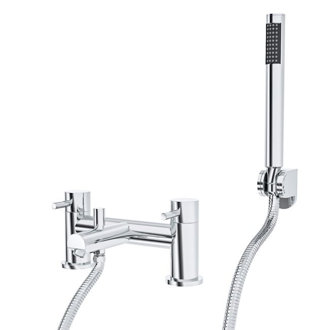 Kyic Modern Bridge Deck Mounted Bath Filler Shower Mixer Tap With Handheld Kit - Image 7