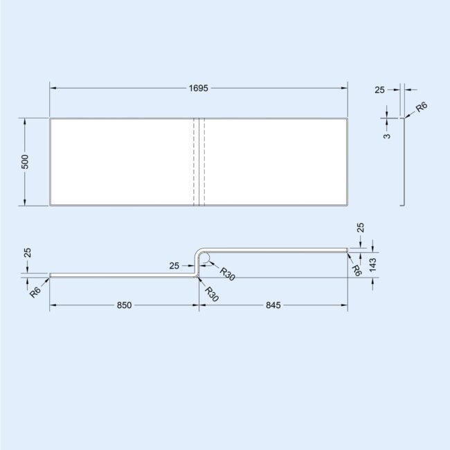 1700 x 850mm Right Hand L Shaped Shower Bath With Front End Panel & Hinged Shower Screen - Image 9