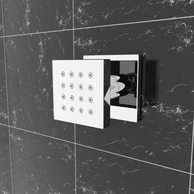 Set of Six Square Chrome Plated Brass Shower Bath Body Massage Jets - Image 2